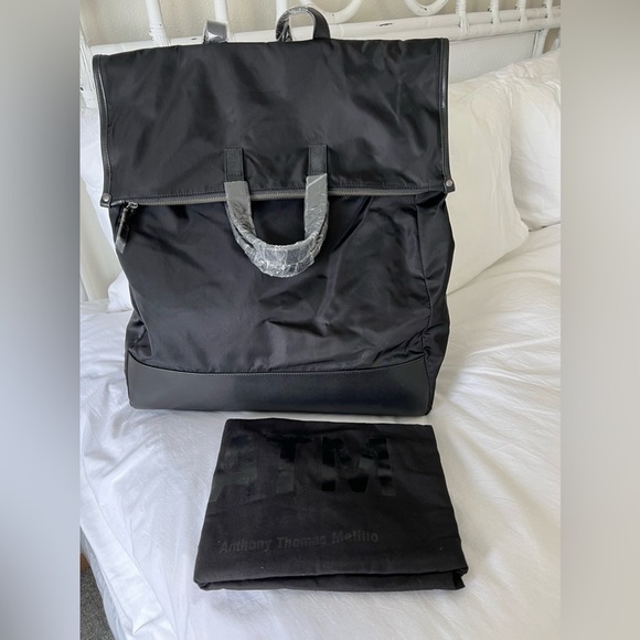 ATM Anthony Thomas Melillo Men’s Black Nylon Leather Travel Backpack XL NWT - Picture 1 of 9